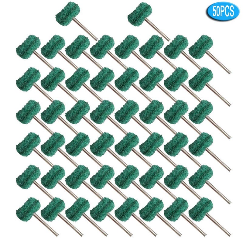 FPPO 50PCS Abrasive Buffing Polishing Wheel Set for Rotary Tool,Removal of Rust Deburring on Metal Surface with 3mm Shank,Mini scouring pad Brush Polishing kit(grit 180 Green 50pcs) - Image 4